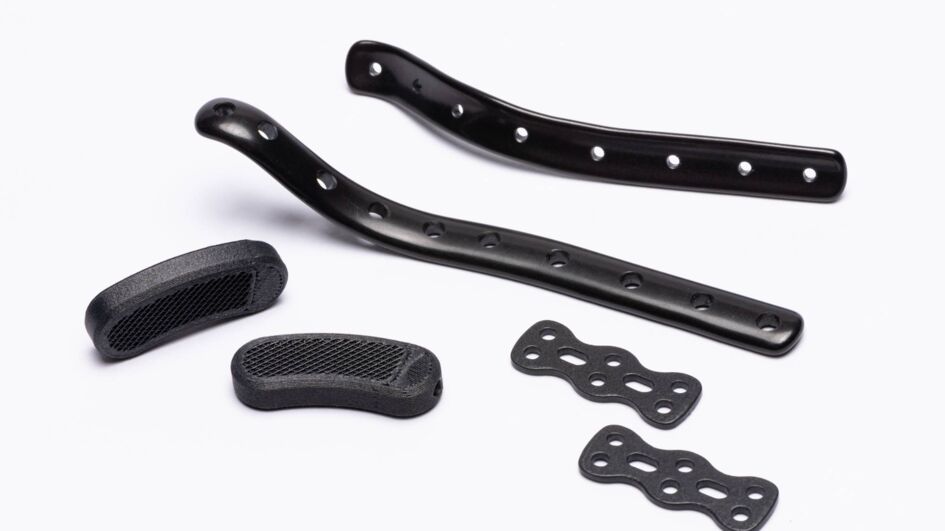 Evonik’s new PEEK filaments feature 12% and 20% carbon-fiber content, respectively, offering a choice of material depending on the required strength and flex properties of 3D printed medical devices. (©Evonik)